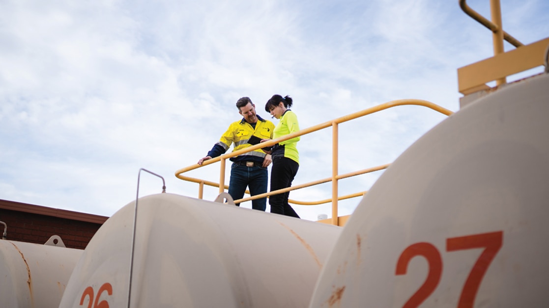 two people assessing