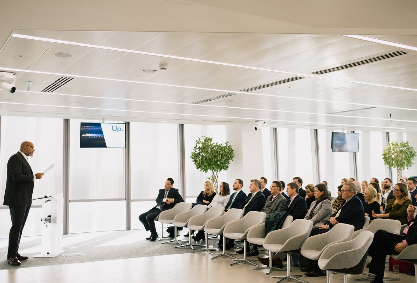 Audience listening to John Amaechi speak at a Liberty Specialty Markets unique perspectives event